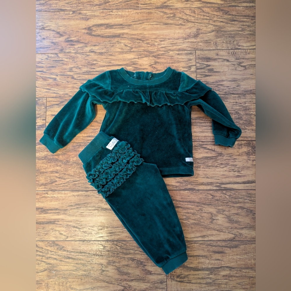 Ruffle Butts Forest Green Velour‎ Outfit